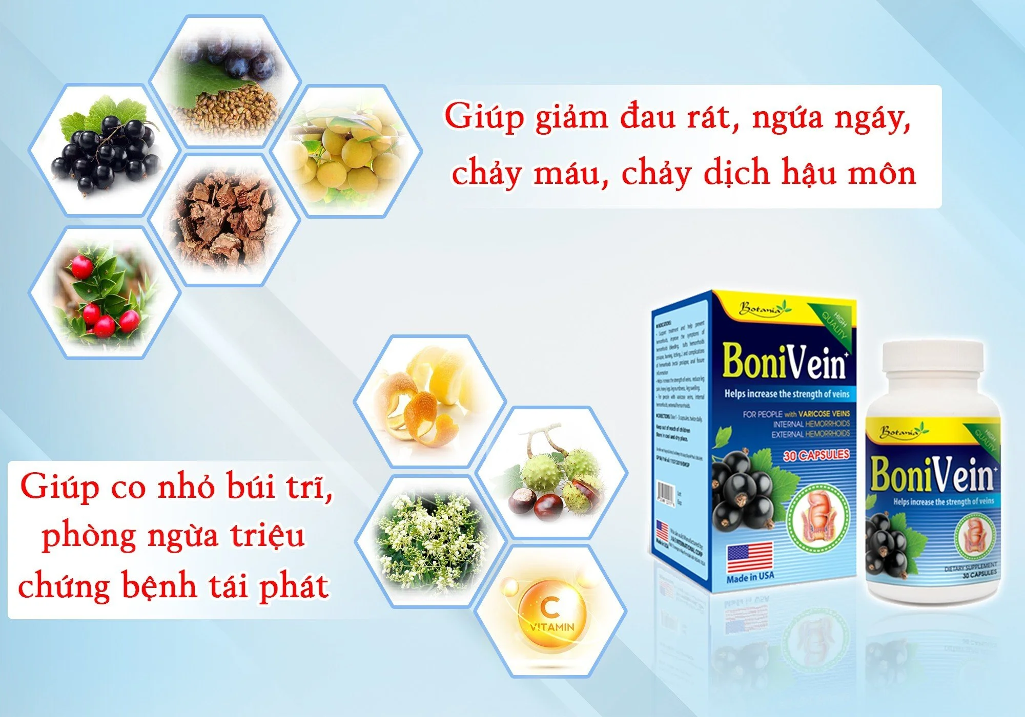 Hình ảnh thành phần sản phẩm BoniVein +