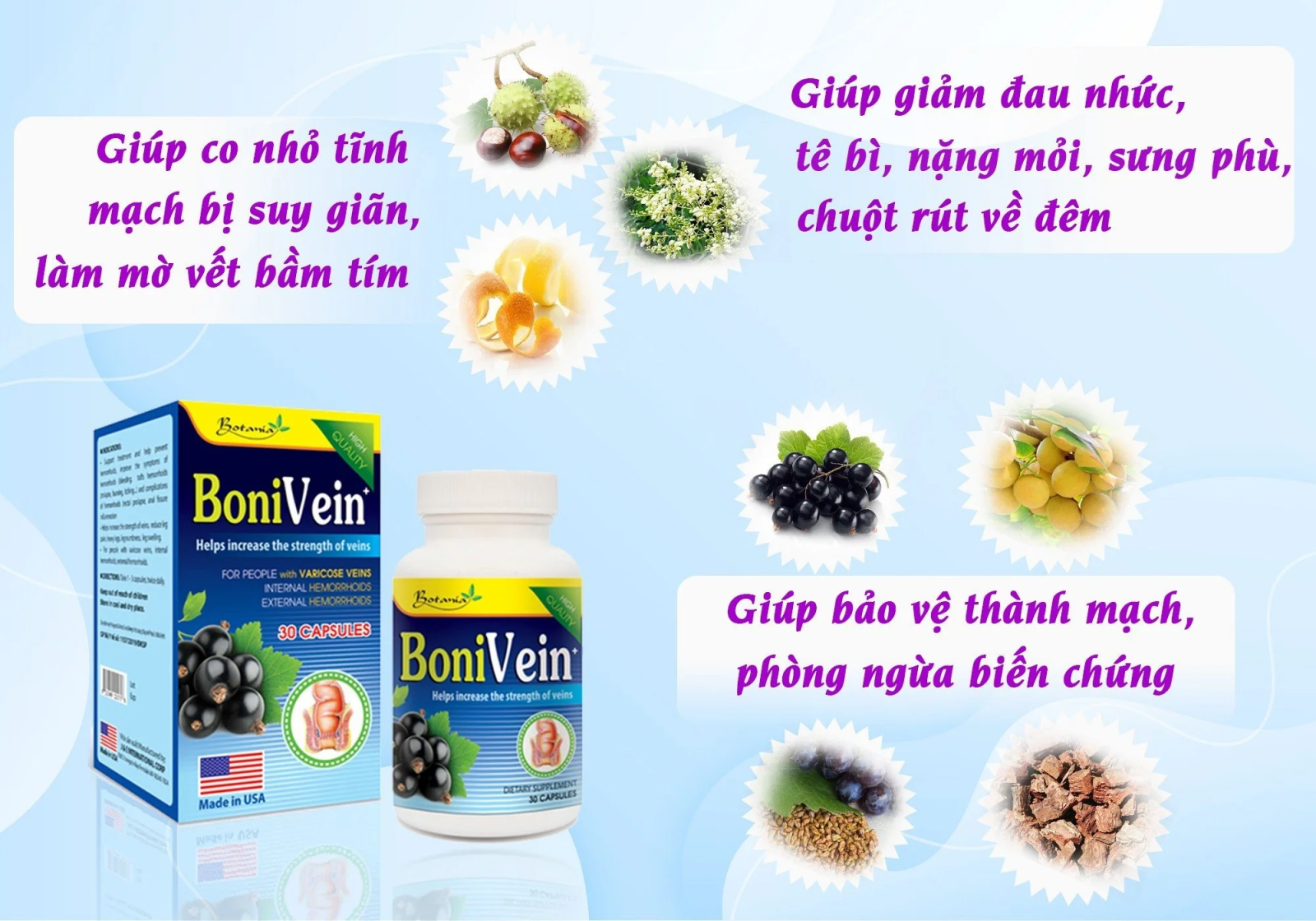 BoniVein+ cải thiện tình trạng suy giãn tĩnh mạch